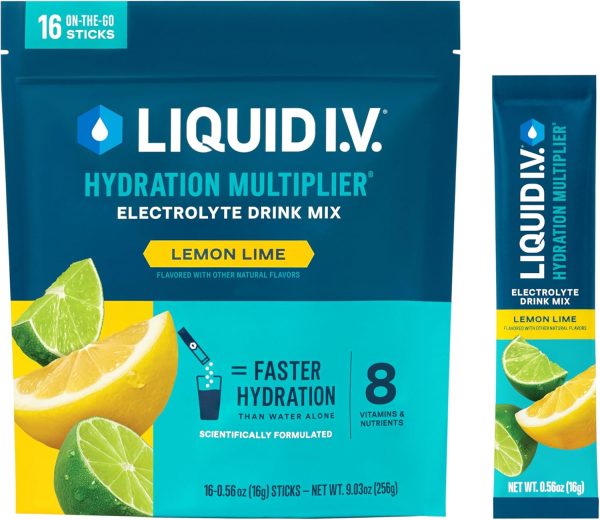 Liquid I.V.® Hydration Multiplier Sugar-Free - Raspberry Melon, Lemon Lime, White Peach, Green Grape | Electrolyte Powder Drink Mix |1 Pack (16 Servings)
