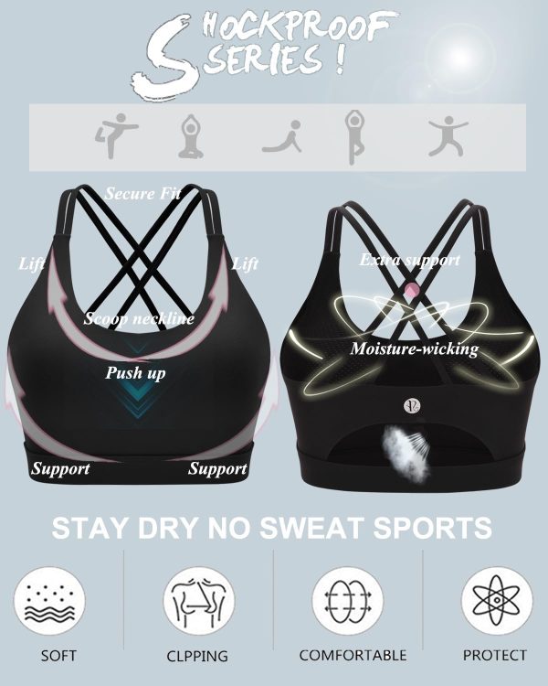 Sports Bras for Women,Padded Sports Bra Tank Top Sexy Crisscross Back High Impact Longline Workout Yoga Bra - Image 2