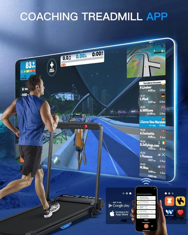 Under Desk Walking Pad Treadmill: Incline Voice Controlled Smart Treadmill 320 lbs Capacity for Home Office Use, Compatible with KINOMAP WELLFIT App - Image 3