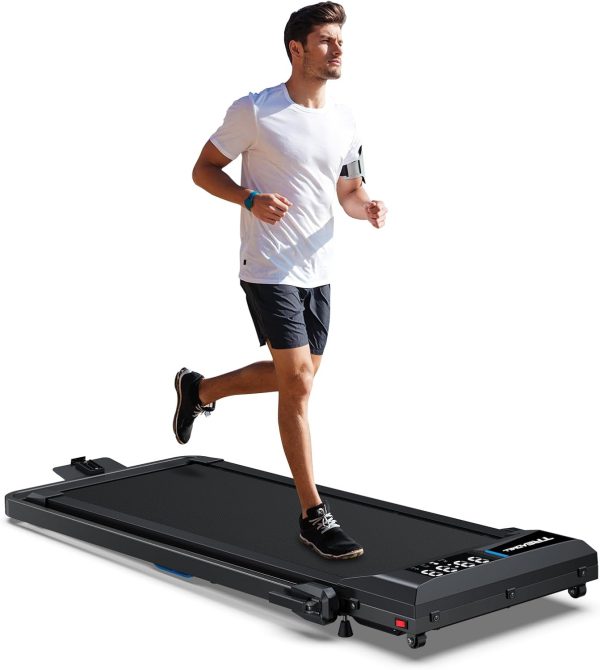 Under Desk Walking Pad Treadmill: Incline Voice Controlled Smart Treadmill 320 lbs Capacity for Home Office Use, Compatible with KINOMAP WELLFIT App