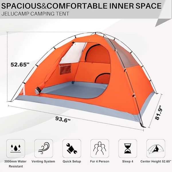1/2/4/5/6 Person Dome Tents for Camping, Lightweight Portable Backpacking Tent, Small Easy Set Up Outdoor Waterproof Camping Hiking Tent for Adults - Image 4