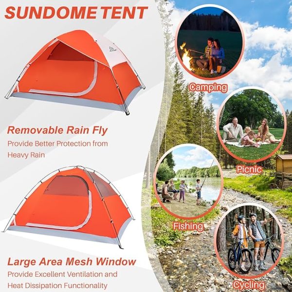 1/2/4/5/6 Person Dome Tents for Camping, Lightweight Portable Backpacking Tent, Small Easy Set Up Outdoor Waterproof Camping Hiking Tent for Adults - Image 3